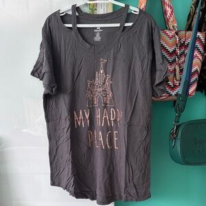 NWOT Disney Gray Graphic T-Shirt with Castle Design